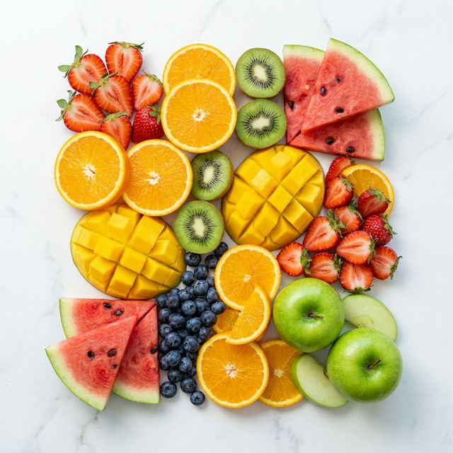 Fresh colorful fruits